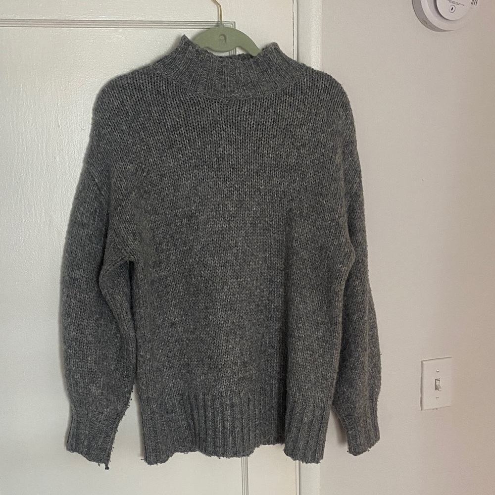 For The Republic Grey Mock Neck Knit Sweater